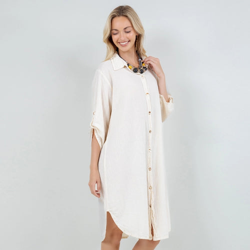 Chris Button-Up Tunic 100% Cotton Gauze