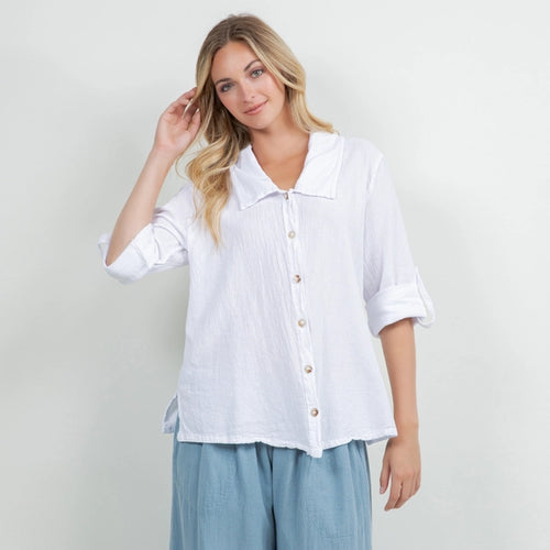 Sloanne Button-Up 100% Cotton Gauze