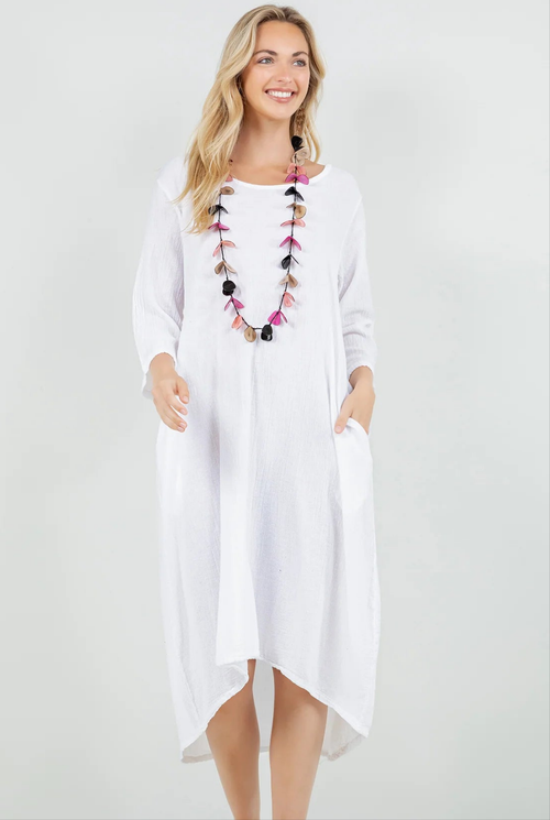 Ellen 100% Cotton Gauze Dress with Pockets
