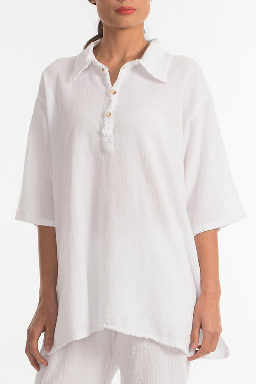 Mark Collared Tee 100% Cotton Gauze